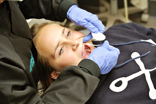 Woman getting flouride treatment