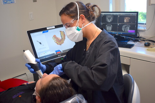 Dentist putting in crowns